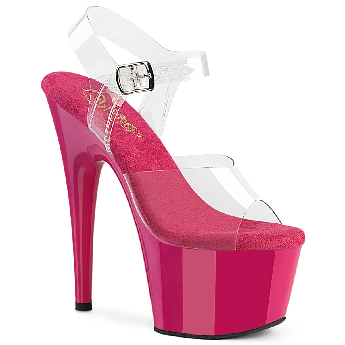 Hot pink clear heels hotsell