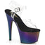 Adore-708MCH Clear/Purple-Green Matte Chrome, 7" Heels